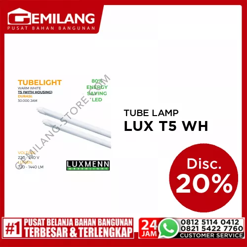 LUXMENN TUBE LAMP LUX T5 WHITE 9w/60cm