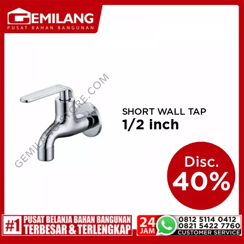 PALOMA NEPTUNE SHORT WALL TAP CHROME 1/2inch FCP 6271
