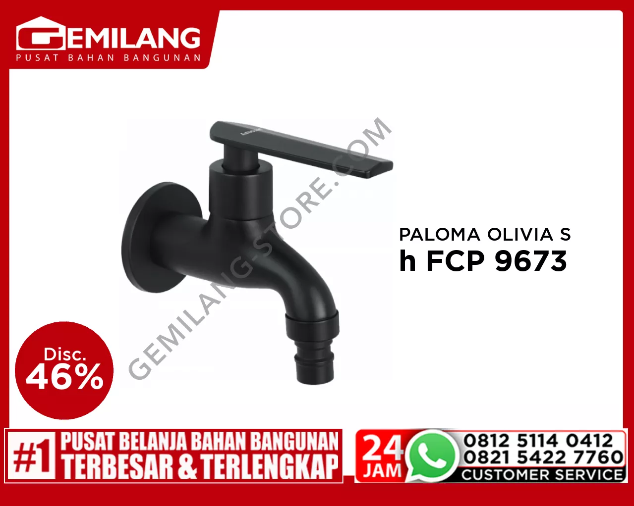 PALOMA OLIVIA SHORT WALL TAP WITH HOSE COUPLING AND SCREW COLLAR MATTE BLACK 1/2inch FCP 9673