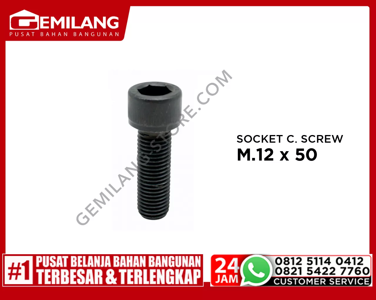 FAST FIX SOCKET CAP SCREW M.12 x 50 2pc/PAK (M)