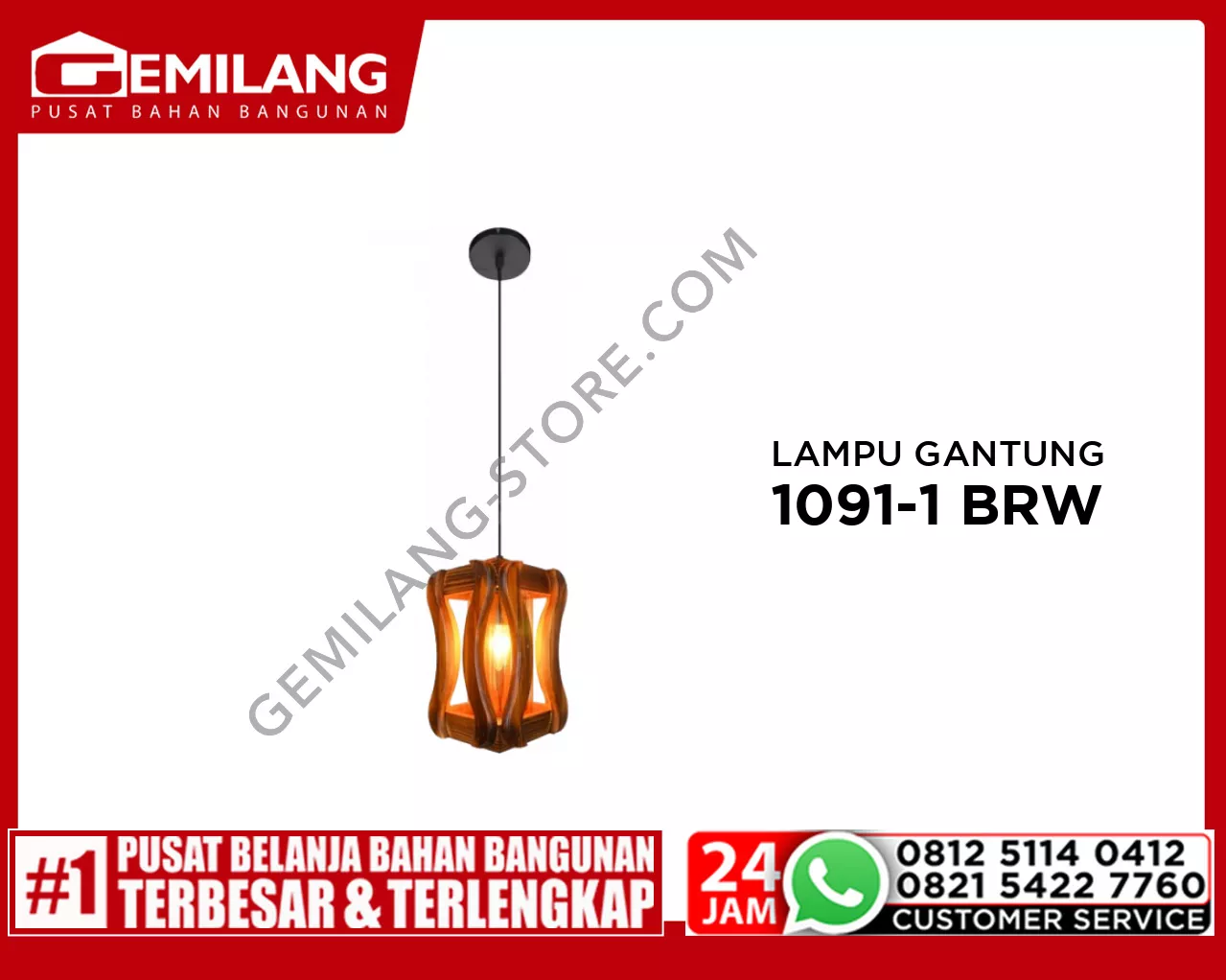 LAMPU GANTUNG 1091-1 BROWN (XY)