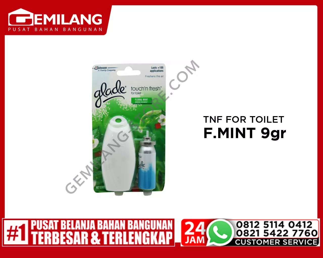 GLADE TOUCH N FRESH FOR TOILET FLORAL MINT 9gr