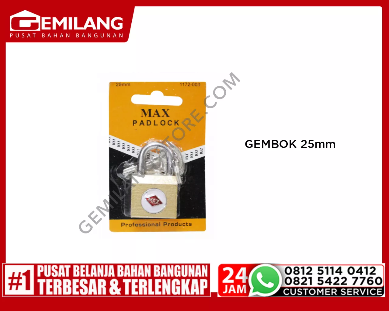 PROHEX GEMBOK KUNCI SAMPING GOLD MAX 25mm (1172-003)