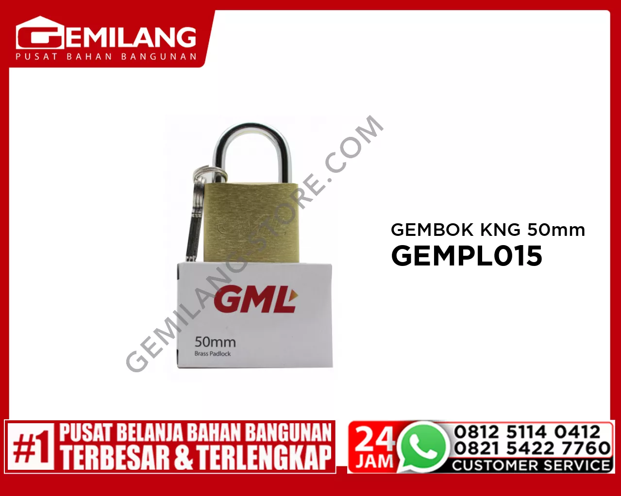 GML GEMBOK KUNING/BRASS 50mm GEMPL015