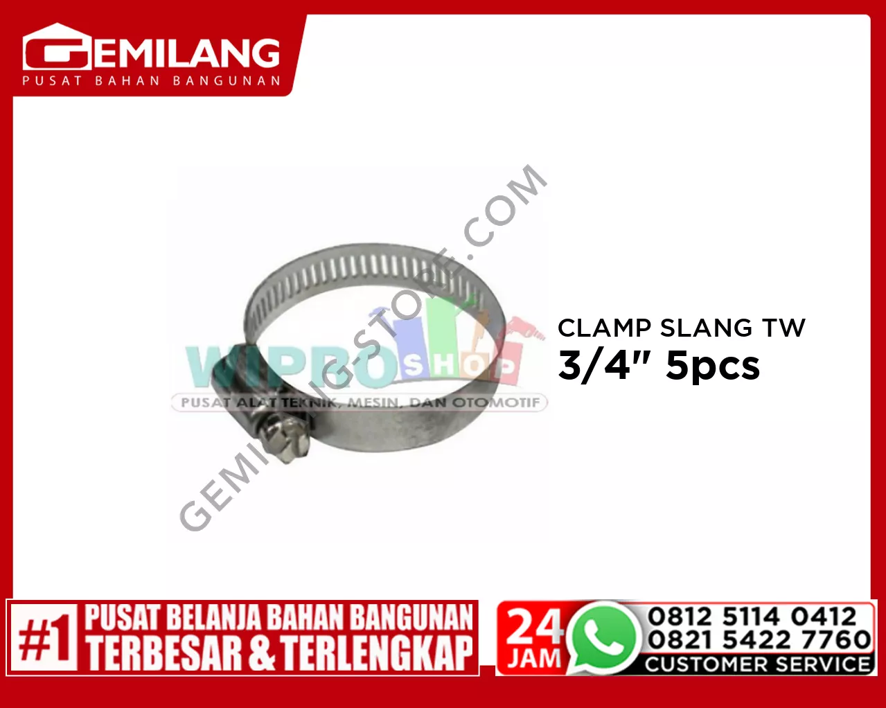 WIPRO CLAMP SLANG TW 3/4inch 5pc