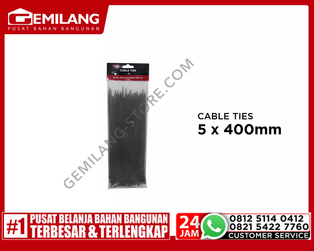 GML CABLE TIES 5 x 400mm HITAM GEMCT006A