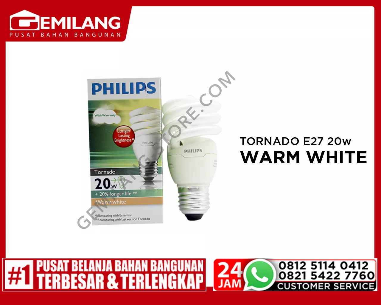 PHILIPS TORNADO E27 WARM WHITE 20w