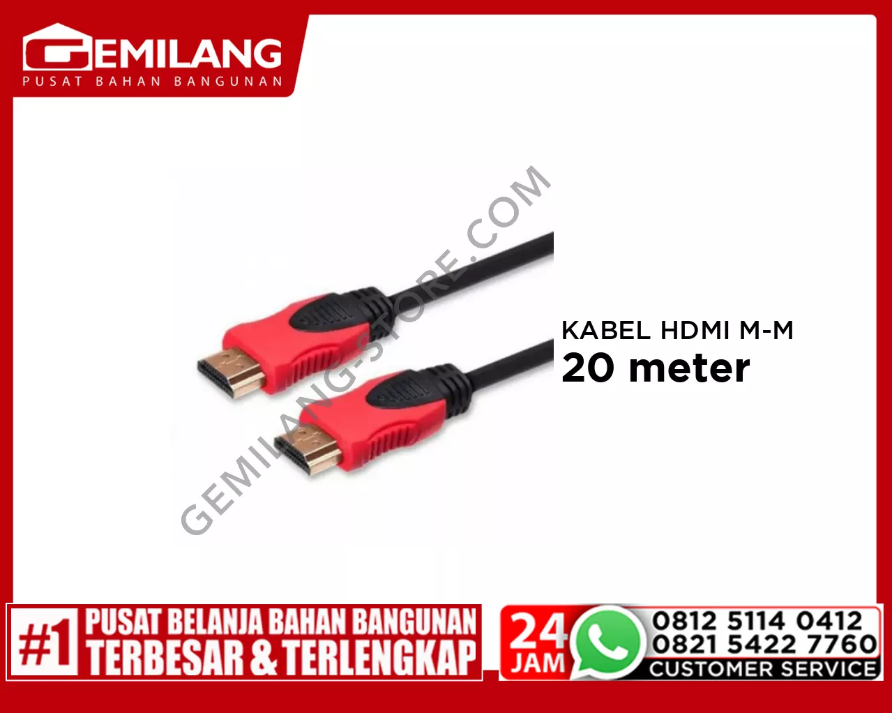 BRAID KABEL HDMI MALE TO MALE RED 20mtr