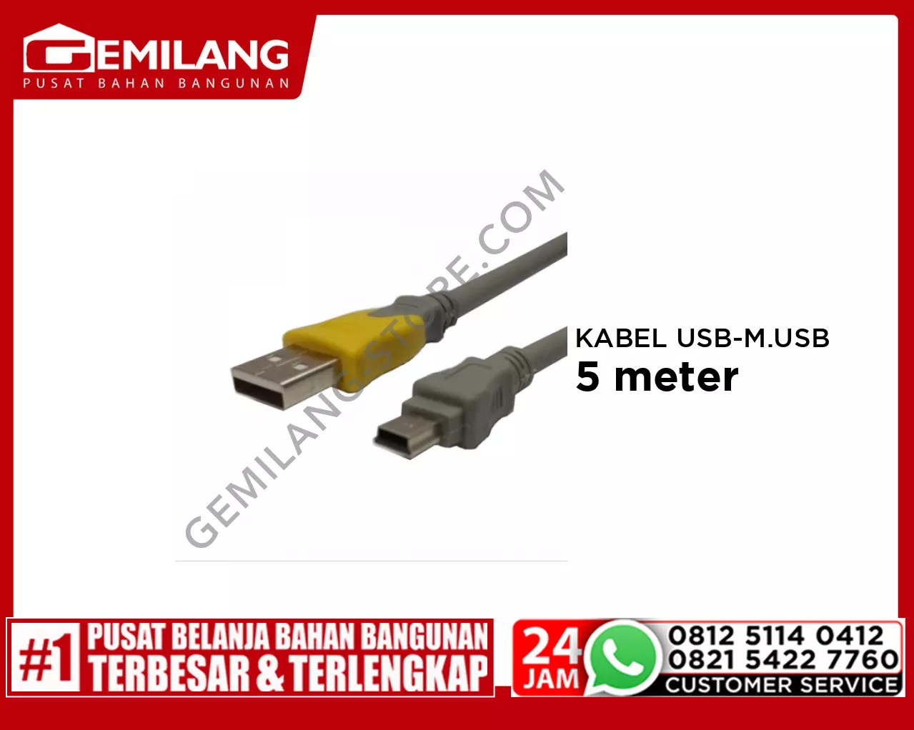 V-LINK KABEL USB TO MINI USB 5 PIN GREY 1.5mtr