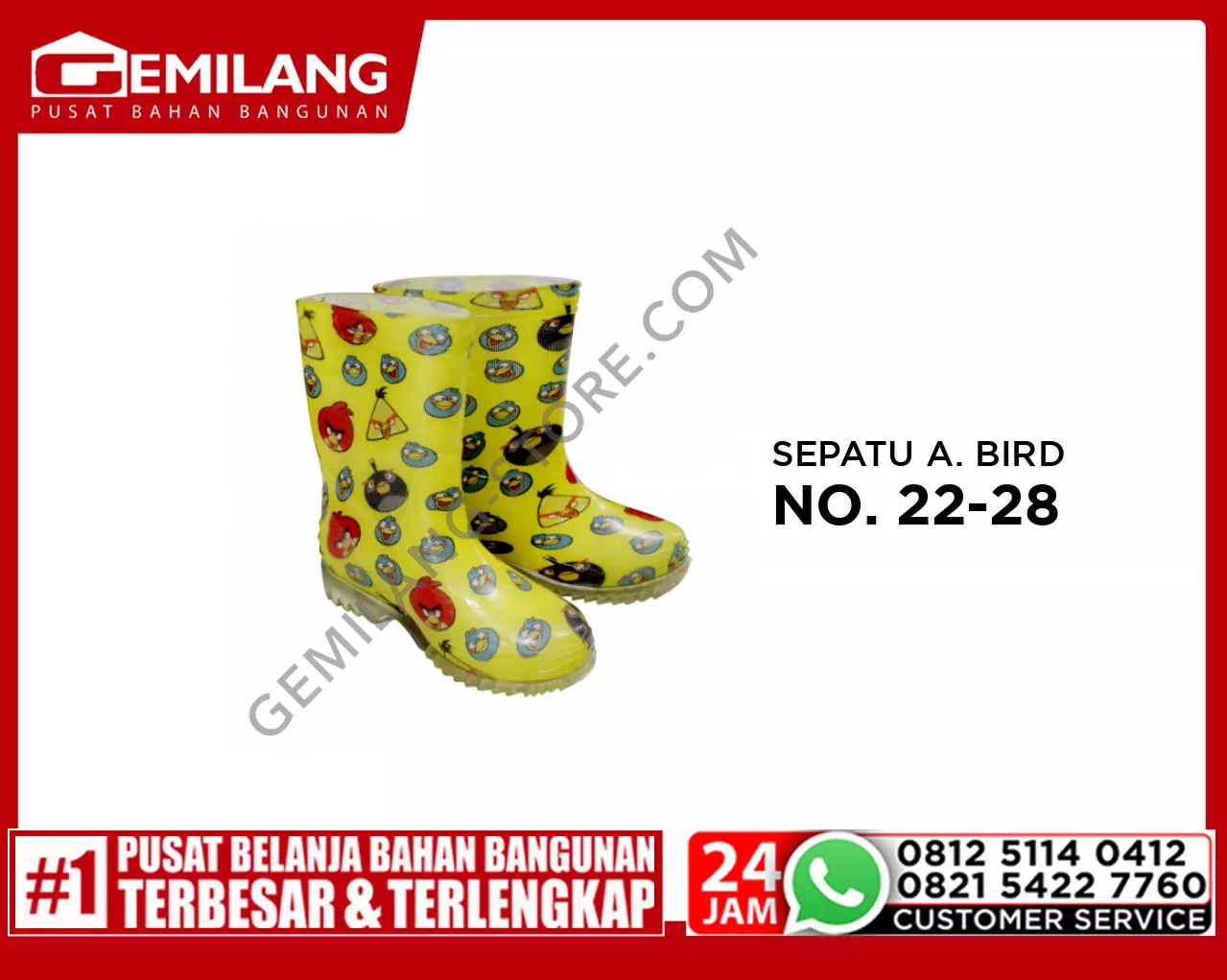 AP BOOTS SEPATU ANGRY BIRD ALL OVER 22-28