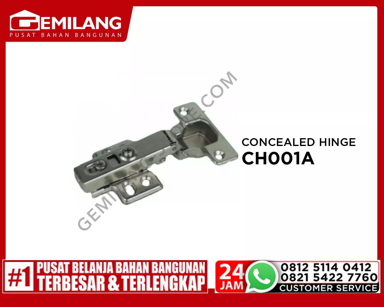 CONCEALED HINGE WITH MOUNTING PLATE CH001A CR 0 BASIC NK STEEL
