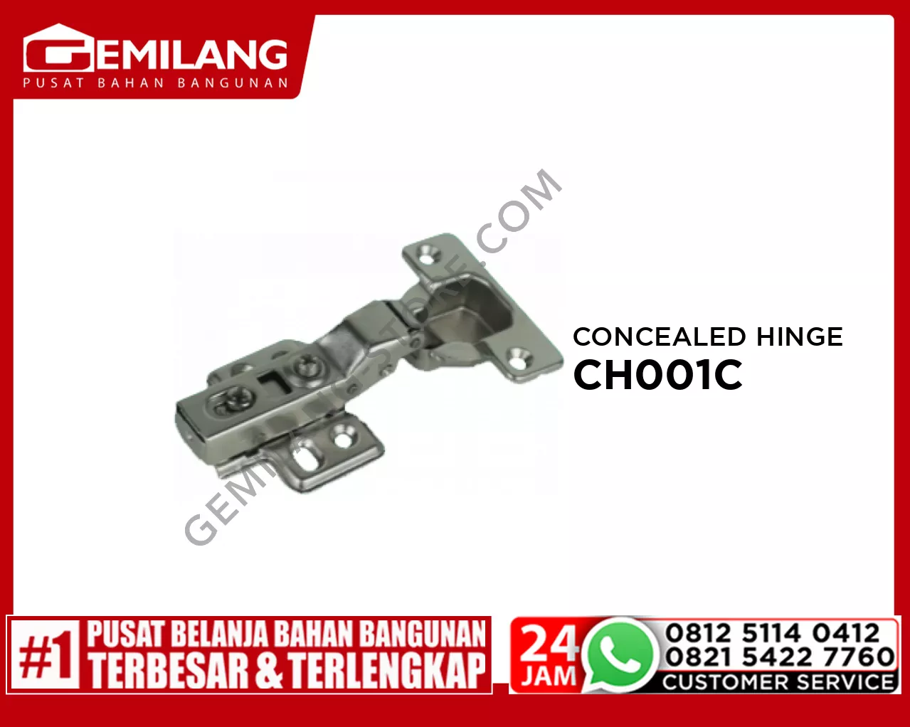 CONCEALED HINGE WITH MOUNTING PLATE CH001C CR 16 BASIC NK STEEL