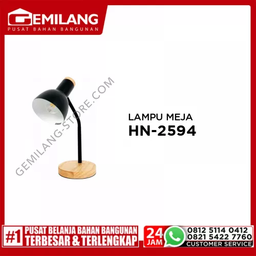 LAMPU MEJA HN-2594 GREY BLACK + WOOD