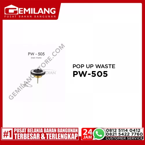 MERIDIAN POP UP WASTE NON OVER FLOW PW-505