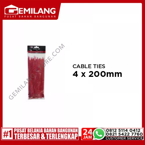 GML CABLE TIES 4 x 200mm MERAH GEMCT007