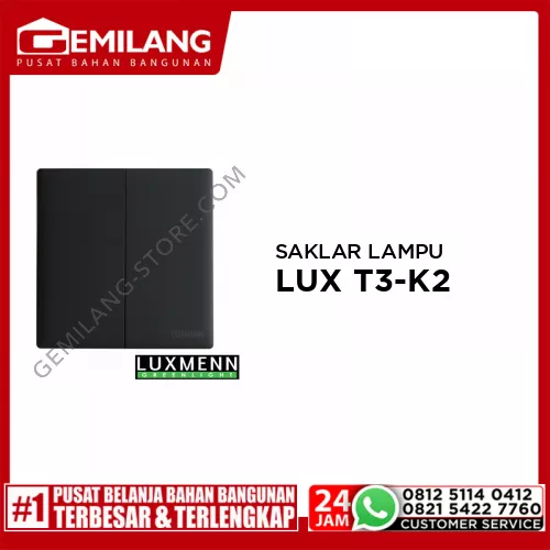 LUXMENN SAKLAR LAMPU LUX T3-K2/1 BLACK