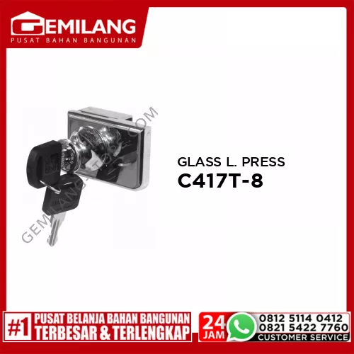 ARMSTRONG GLASS LOCK PRESS C417T-8 DOUBLE RECTANGLE 8mm CH ZINC ALLOY