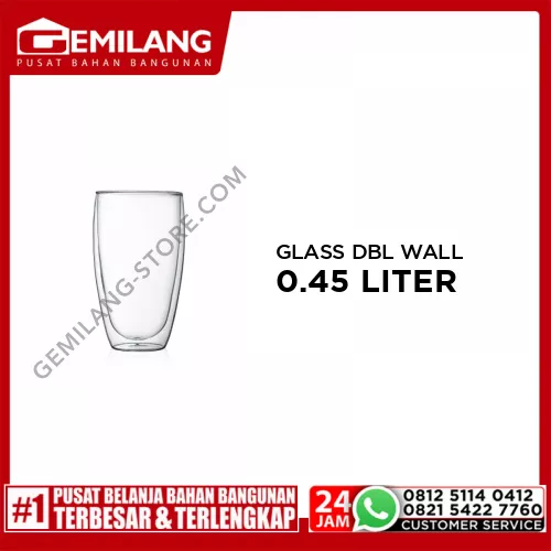 BODUM PAVINA GLASS DOUBLE WALL LARGE TRANSPARENT 0.45ltr 15oz BDM4560-10