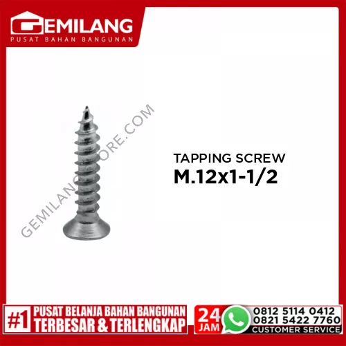 CSK TAPPING SCREW M.12 x 1-1/2inch 10pc