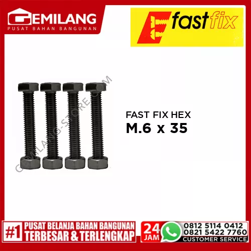FAST FIX HEX BOLT & NUT SS304 M.6 x 35 4pc/PAK