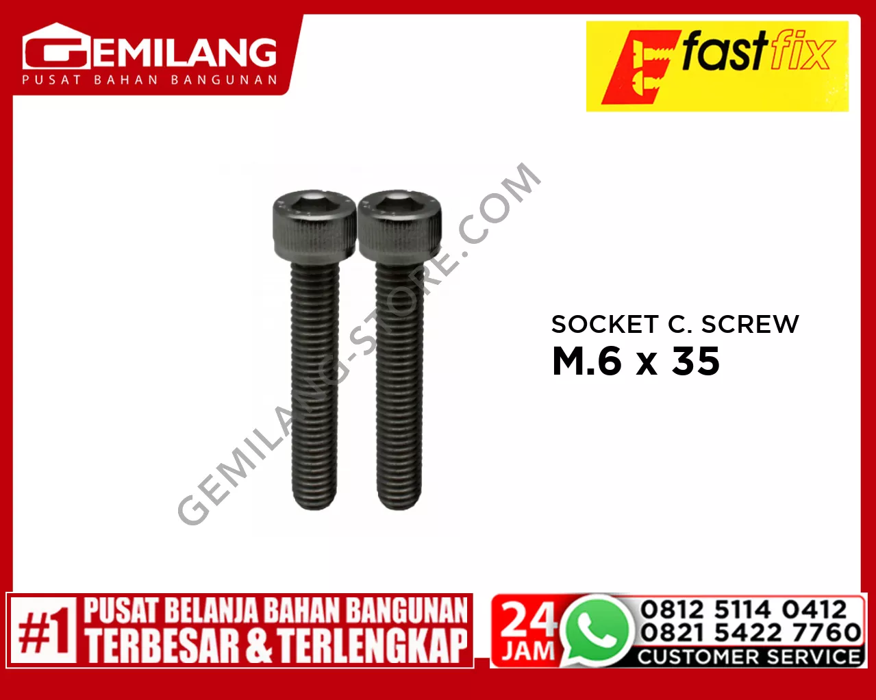 FAST FIX SOCKET CAP SCREW SS304 M.6 x 35 2pc/PAK