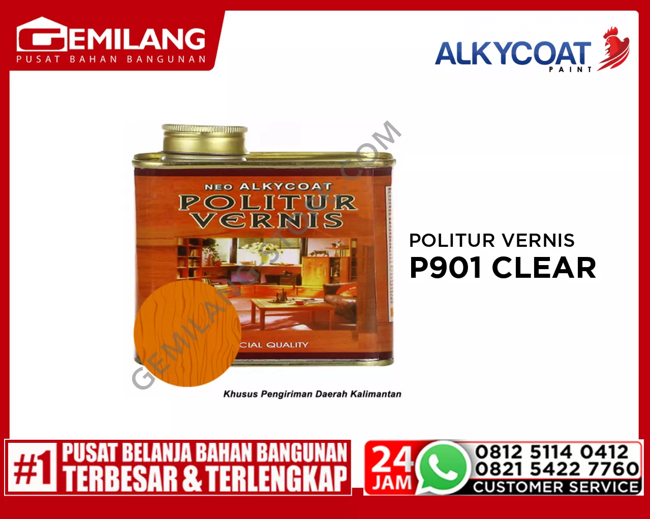 NEO ALKYCOAT POLITUR VERNIS P901 CLEAR/TRANS 0.5ltr
