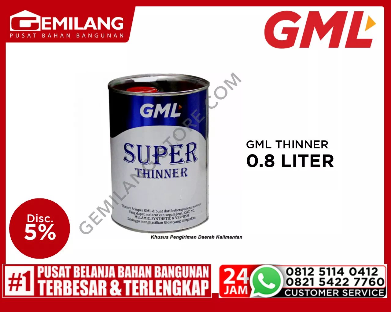 GML THINNER BIRU A SUPER 0.8ltr