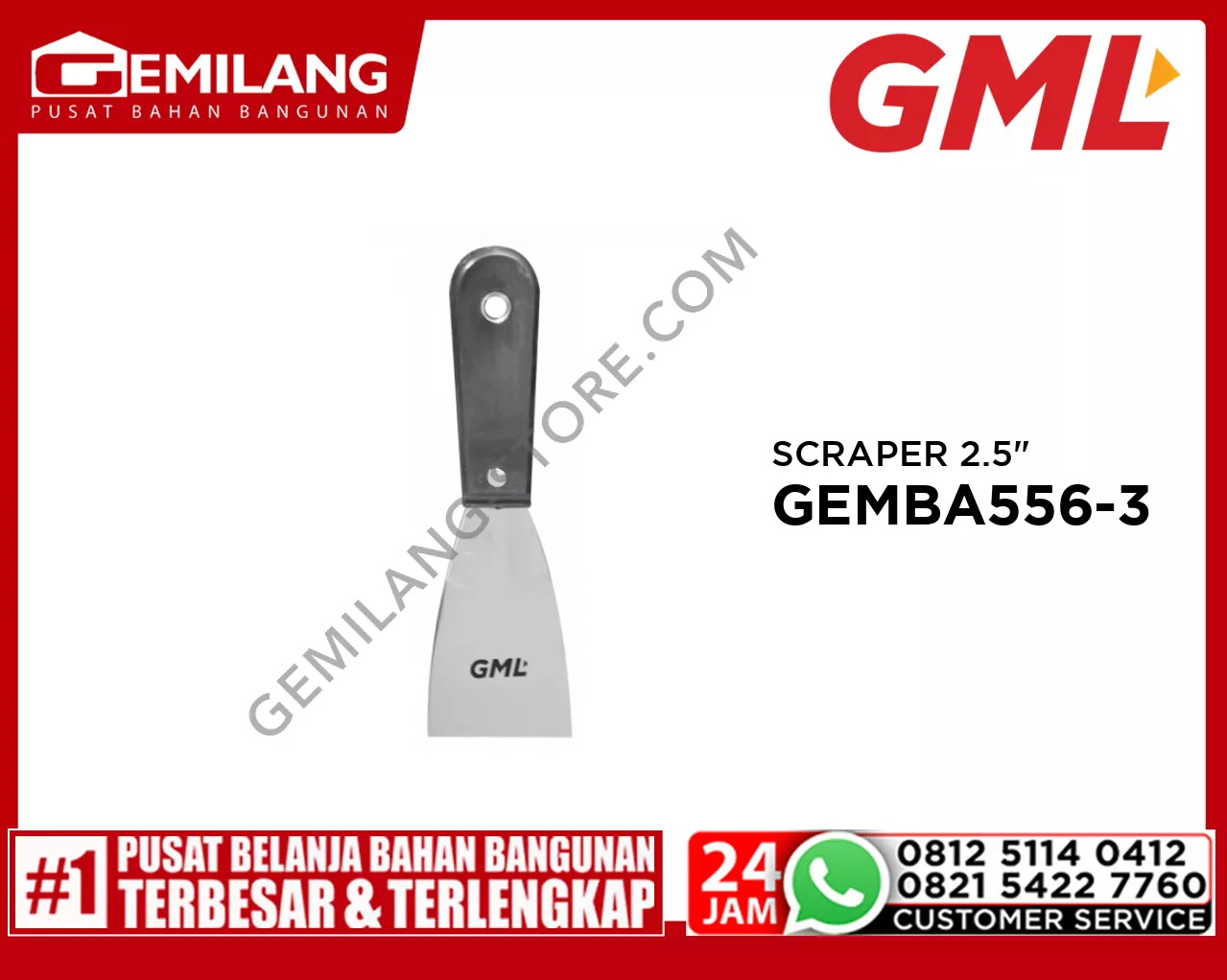 GML SCRAPER W/PLASTIC HANDLE 2.5inch GEMBA556-3