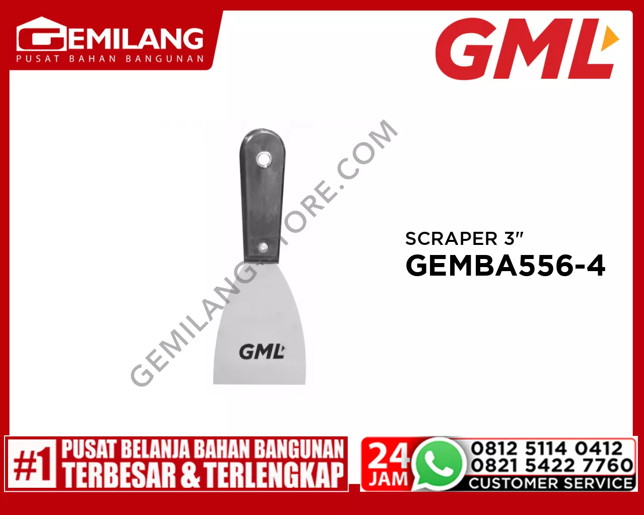 GML SCRAPER W/PLASTIC HANDLE 3inch GEMBA556-4
