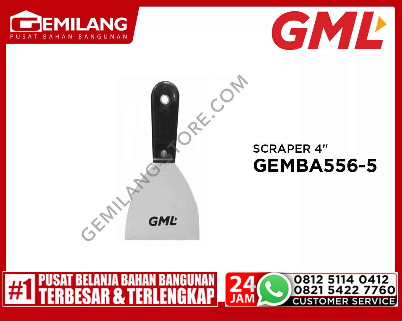 GML SCRAPER W/PLASTIC HANDLE 4inch GEMBA556-5