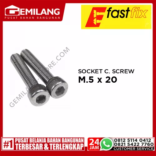 FAST FIX SOCKET CAP SCREW SS304 M.5 x 20 2pc/PAK