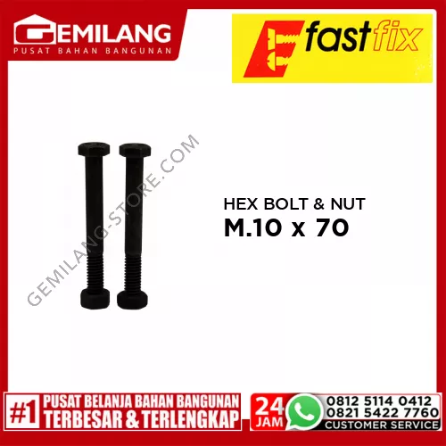 FAST FIX HEX BOLT & NUT 8.8 M.10 x 70 P1.50 2pc/PAK (M)