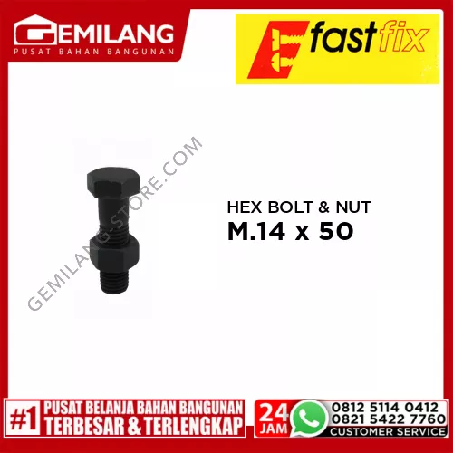 FAST FIX HEX BOLT & NUT 8.8 M.14 x 50 P2.00 1pc/PAK (M)