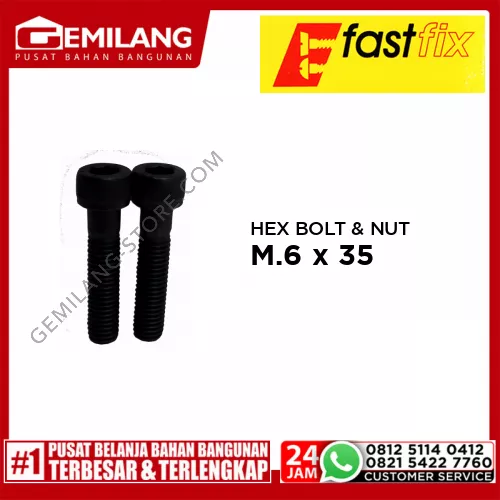 FAST FIX HEX BOLT & NUT 8.8 M.6 x 35 P1.00 6pc/PAK (S)