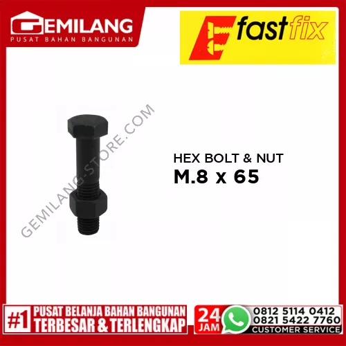 FAST FIX HEX BOLT & NUT 8.8 M.8 x 65 P1.25 4pc/PAK (M)