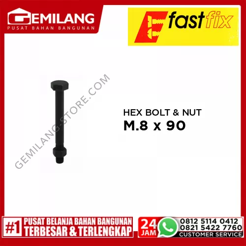 FAST FIX HEX BOLT & NUT 8.8 M.8 x 90 P1.25 4pc/PAK (L)