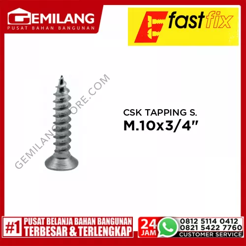 FAST FIX CSK TAPPING SCREW M.10 x 3/4inch 20pc