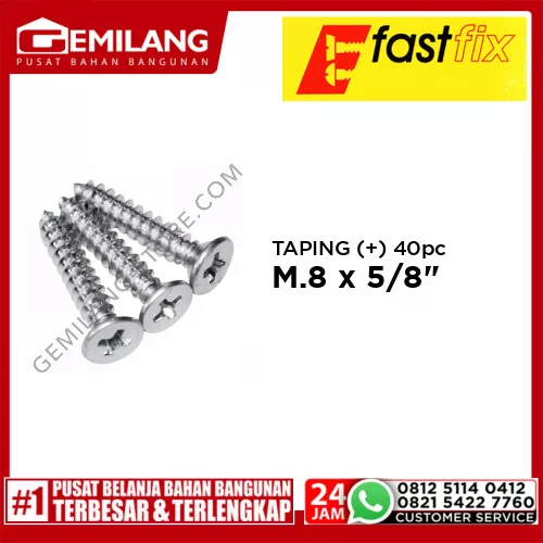 FAST FIX TAPING (+) M.8 x 5/8inch PUTIH 40pc/PAK