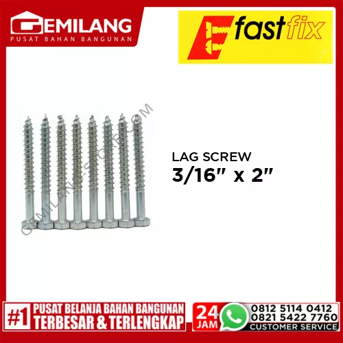 LAG SCREW 3/16inch x 2inch 8pc