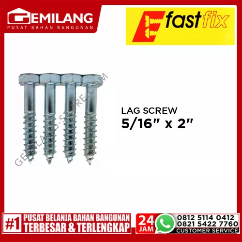 LAG SCREW 5/16inch x 2inch 4pc