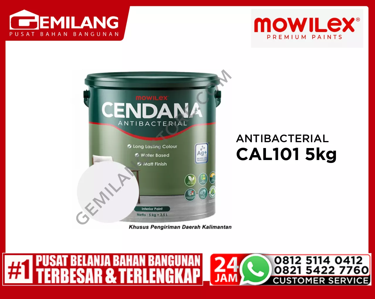 MOWILEX CENDANA ANTIBACTERIAL CAL-101 WHITE 5kg