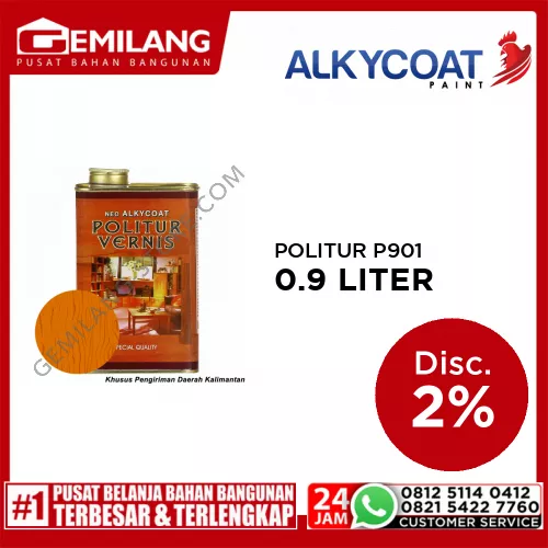 NEO ALKYCOAT POLITUR VERNIS P901 CLEAR/TRANS 0.9ltr