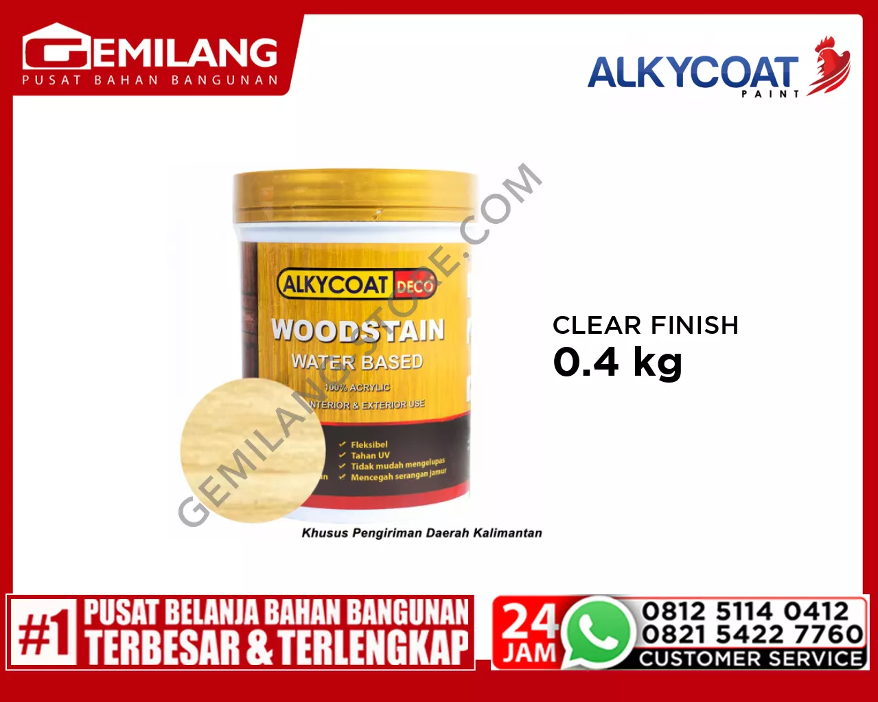 NEO ALKYCOAT DECO WOODSTAIN CLEAR FINISH 0.4kg