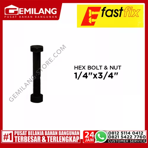 FAST FIX HEX BOLT & NUT 8.8 1/4inch x 3/4inch 20T 4pc/PAK