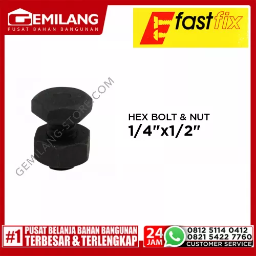 FAST FIX HEX BOLT & NUT 8.8 1/4inch x 1/2inch 20T 4pc/PAK (S)