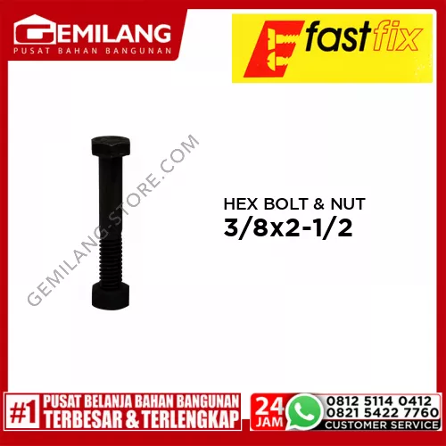 FAST FIX HEX BOLT & NUT 8.8 3/8inch x 2-1/2inch 16T 2pc/PAK (M)
