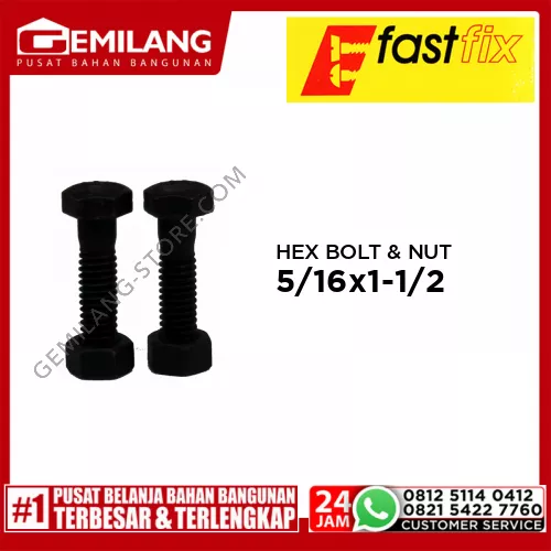 FAST FIX HEX BOLT & NUT 8.8 5/16inch x 1-1/2inch 18T 2pc/PAK (S)