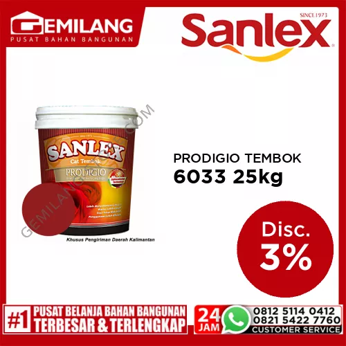 SANLEX PRODIGIO CAT TEMBOK 6033 BRIGHT RED 25kg