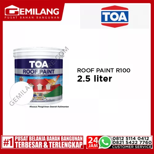 TOA ROOF PAINT R100 WHITE 2.5ltr (11085-R100)