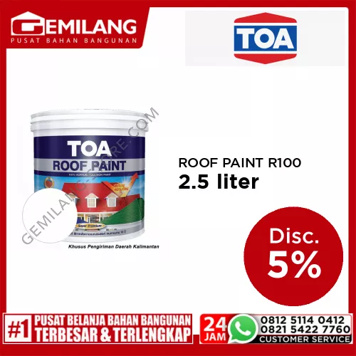 TOA ROOF PAINT R100 WHITE 2.5ltr (11085-R100)